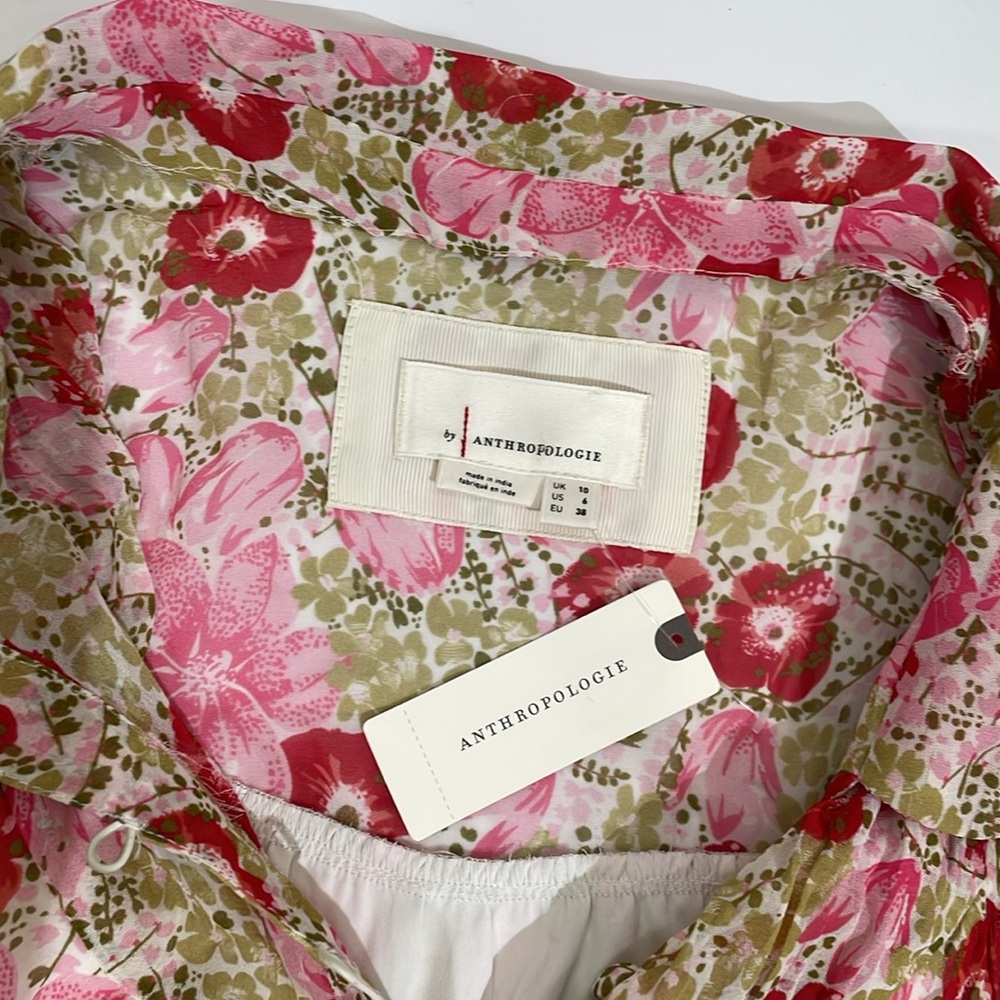 NWT Anthropologie Midi Dress Size 6 Delicate Floral Print - Picture 8 of 14